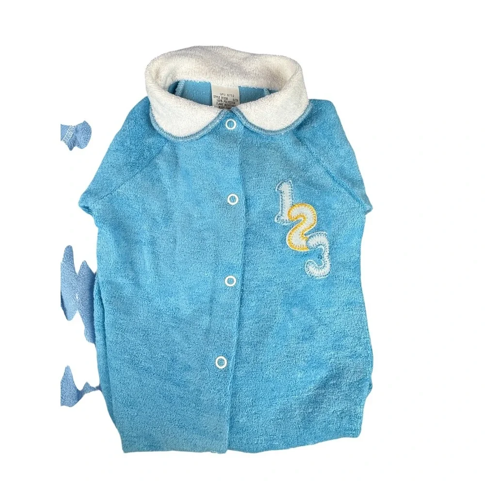 Vintage Baby Sleeper Pajamas Terry Cloth Retro Nursery‎ Decor Boy Bundle Romper